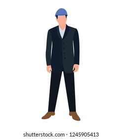 Person wearing hard hat architect flat icon design