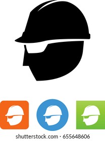 Person Wearing A Hard Hat And Safety Glasses Icon