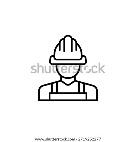 Person Wearing Hardhat Outline Icon For Construction