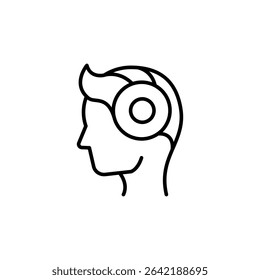 Person Wearing Headphones Line Art Minimalist Style Illustration