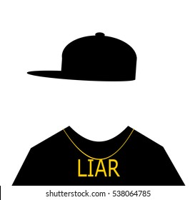 person wearing hip hop fashion and liar necklace