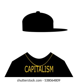 person wearing hip hop fashion and capitalism necklace