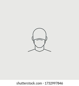 Person wearing mask vector icon illustration sign