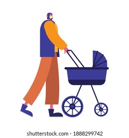 person wearing medical mask activity vector illustration design
