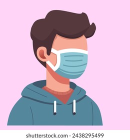 Person Wearing Medical Mask Covering mouth and nose