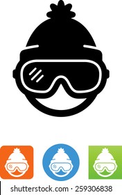 Person wearing a pair of ski goggles and wool cap icon