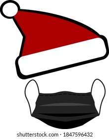Person wearing Santa hat and medical mask