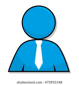 person wearing suit and tie profile front view vector illustration