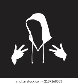 a person wearing a sweater standing in black and white with lighting. vector illustration