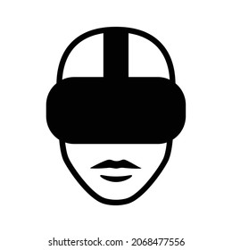 Person wearing virtual reality VR headset flat vector icon for apps and websites