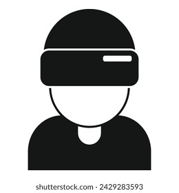 Person wearing vr glasses icon simple vector. Game tech platform. Person media headset