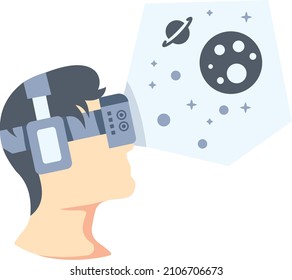 Person wearing VR Headset and Enjoying Meta Universe Vector Color Icon Design,Metaverse Symbol, Persistent Virtual environment Sign, Internet function In futurism Stock Illustration, Holoearth Concept