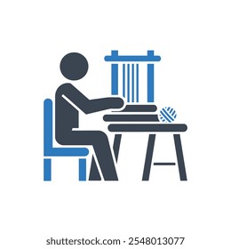Person Weaving on Loom icon - Simple Vector Illustration