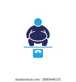 Person Weighing on Bathroom Scale Icon, Weight Management and Body Mass Monitoring Vector Illustration