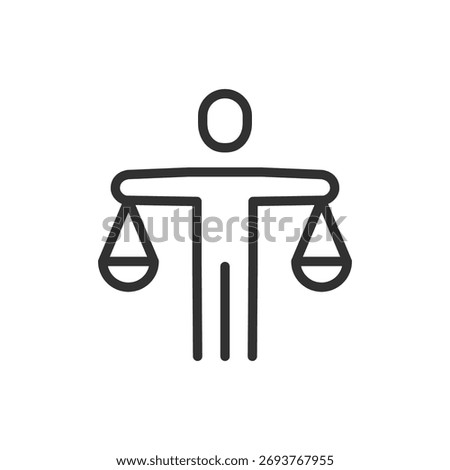 Person weighing options, linear icon. Choice and judgment concept. Line with editable stroke.