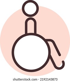 Person in wheel chair, illustration, vector on a white background.