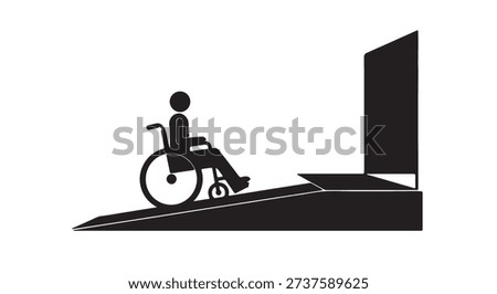 A person in a wheelchair using a ramp to access a building, symbolizing accessibility and inclusivity.