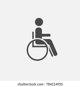 person in wheelchair vector icon for signs and medical symbols gray vector