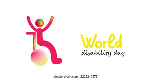 Person in wheelchair. World Disability day vector doodle banner. Continuous line drawing illustration for social media