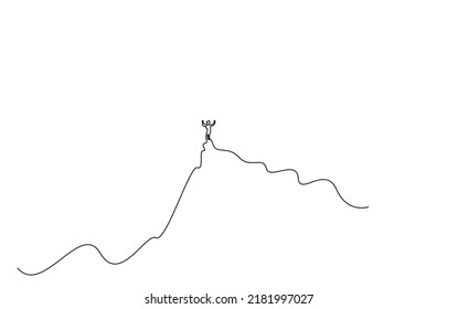 a person who climbs to the top of the mountain rejoices