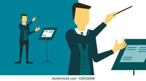 Person who directs the performance of orchestra or choir. Bandleader