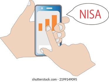 A person who does NISA on a smartphone