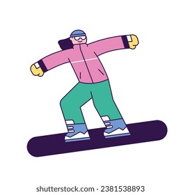 A person who enjoys winter sports. A person riding a snowboard down a slope.