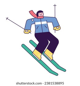 A person who enjoys winter sports. A person skiing down a slope.