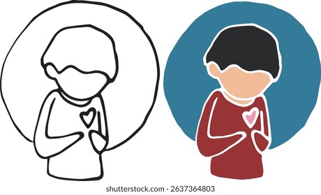Person who feels warmth in his heart Vector