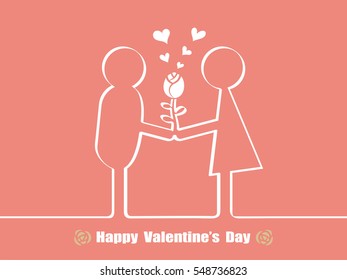 Person who hands a rose flower to Valentine's Day