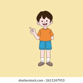 a person who points in one direction with his or her hand. Illustration vector with minimal design.