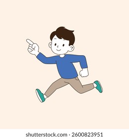 a person who runs with his hands pointing forward. minimal line art vector illustration.