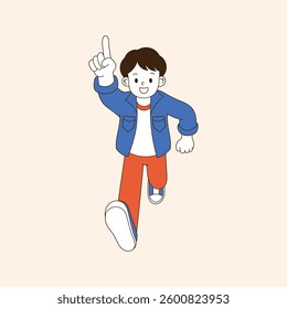 a person who runs with his hands pointing forward. minimal line art vector illustration.