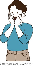 a person who was so surprised. minimal line art vector illustration. 