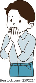 a person who was so surprised. minimal line art vector illustration. 
