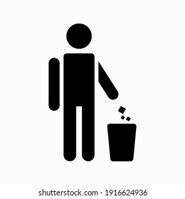 The person who throws out the trash in the ecological symbol of the recycle bin