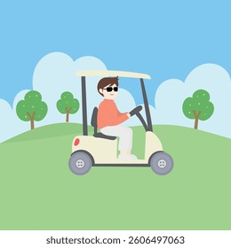 a person who travels in a golf car on a golf course,
