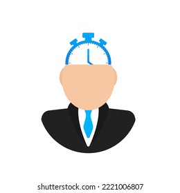 A person in whom there are times. Vector illustration