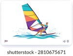 Person windsurfing on ocean waves sports