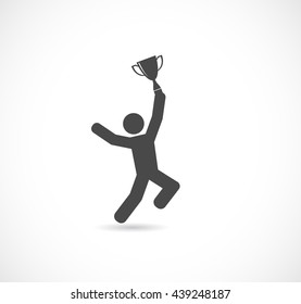 person winning trophy cup icon