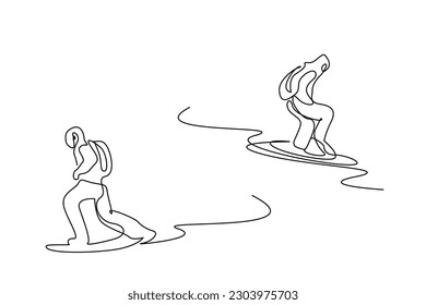 person winter snow ski board extreme sport line art