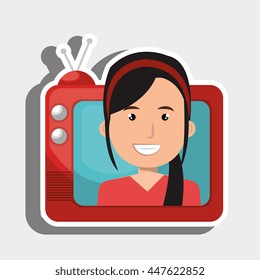 person within TV isolated icon design, vector illustration  graphic 