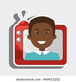 person within TV isolated icon design, vector illustration  graphic 