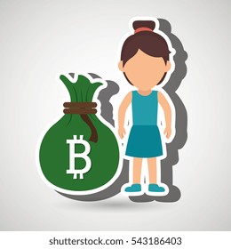person woman bit coin web