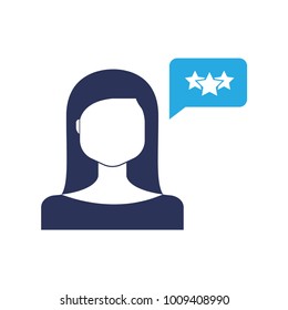 Person Woman Icon Silhouette. Female Flat Isolated Symbol with Star Bubble