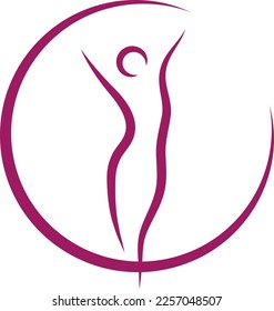 Person, woman in motion, gynecologist and woman logo