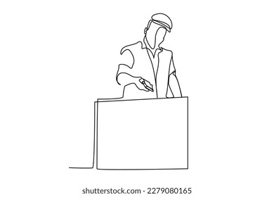 person worker check stock cargo box digital professional job lifestyle line art