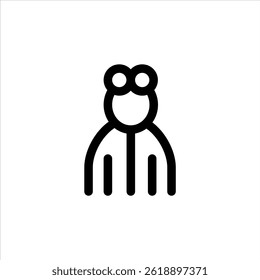Person, worker in protective clothing and raised glasses. Vector graphic icon with editable lines.