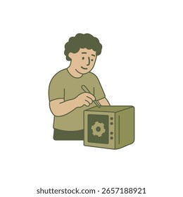 Person, die an einem Computertisch arbeitet und in einem modernen Arbeitsplatz Produktivität, Remote-Arbeit oder digitale Kreativität symbolisiert