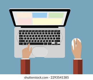 person working laptop computer vector design